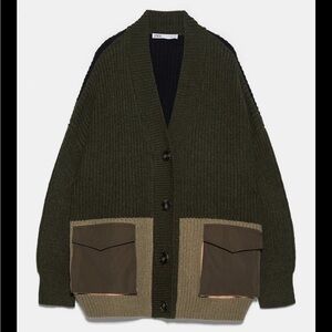 Zara Dark Green Knit Cardigan